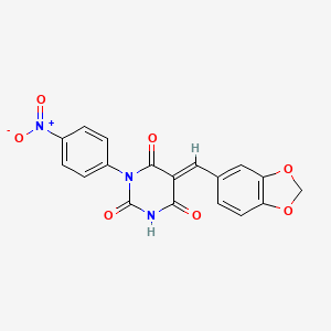 5-(1,3-benzodioxol-5-ylmethylene)-1-(4-nitrophenyl)-2,4,6(1H,3H,5H)-pyrimidinetrione