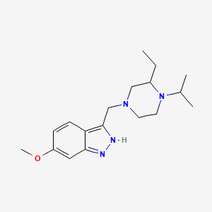 molecular formula C18H28N4O B5367887 3-[(3-ethyl-4-isopropyl-1-piperazinyl)methyl]-6-methoxy-1H-indazole 