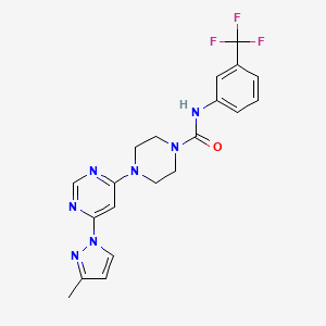 molecular formula C20H20F3N7O B5367898 4-[6-(3-methyl-1H-pyrazol-1-yl)-4-pyrimidinyl]-N-[3-(trifluoromethyl)phenyl]-1-piperazinecarboxamide 