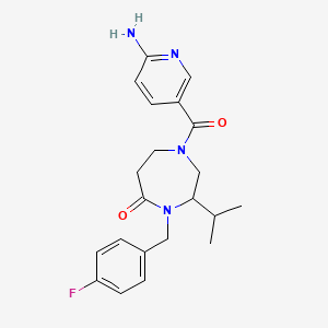 molecular formula C21H25FN4O2 B5367909 1-[(6-aminopyridin-3-yl)carbonyl]-4-(4-fluorobenzyl)-3-isopropyl-1,4-diazepan-5-one 