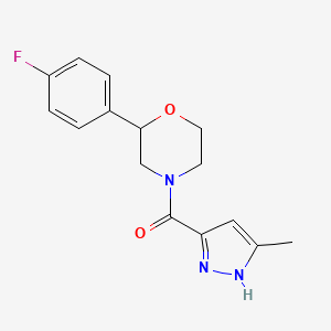 molecular formula C15H16FN3O2 B5367955 2-(4-fluorophenyl)-4-[(3-methyl-1H-pyrazol-5-yl)carbonyl]morpholine 