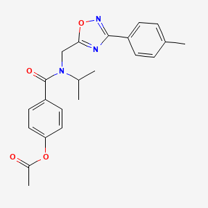 molecular formula C22H23N3O4 B5367958 4-[(isopropyl{[3-(4-methylphenyl)-1,2,4-oxadiazol-5-yl]methyl}amino)carbonyl]phenyl acetate 