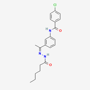 4-chloro-N-[3-(N-hexanoylethanehydrazonoyl)phenyl]benzamide