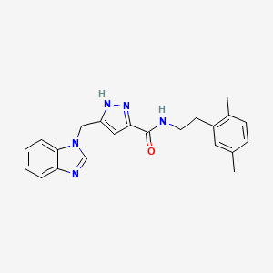 molecular formula C22H23N5O B5368004 5-(1H-benzimidazol-1-ylmethyl)-N-[2-(2,5-dimethylphenyl)ethyl]-1H-pyrazole-3-carboxamide 