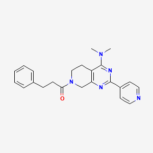 molecular formula C23H25N5O B5368020 N,N-dimethyl-7-(3-phenylpropanoyl)-2-pyridin-4-yl-5,6,7,8-tetrahydropyrido[3,4-d]pyrimidin-4-amine 