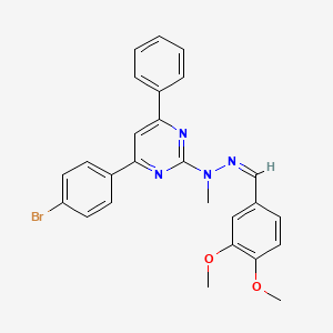 4-(4-bromophenyl)-N-[(Z)-(3,4-dimethoxyphenyl)methylideneamino]-N-methyl-6-phenylpyrimidin-2-amine