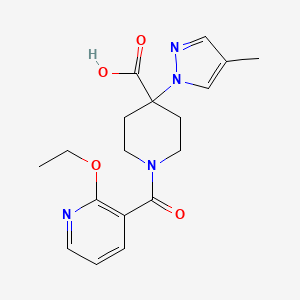 molecular formula C18H22N4O4 B5368099 1-[(2-ethoxypyridin-3-yl)carbonyl]-4-(4-methyl-1H-pyrazol-1-yl)piperidine-4-carboxylic acid 