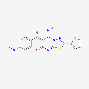 molecular formula C18H15N5OS2 B5368106 (6Z)-6-[[4-(dimethylamino)phenyl]methylidene]-5-imino-2-thiophen-2-yl-[1,3,4]thiadiazolo[3,2-a]pyrimidin-7-one 