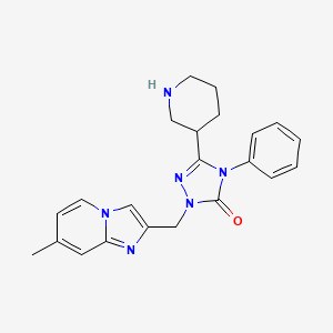 molecular formula C22H24N6O B5368159 2-[(7-methylimidazo[1,2-a]pyridin-2-yl)methyl]-4-phenyl-5-(3-piperidinyl)-2,4-dihydro-3H-1,2,4-triazol-3-one hydrochloride 