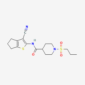 molecular formula C17H23N3O3S2 B5368170 N-(3-cyano-5,6-dihydro-4H-cyclopenta[b]thien-2-yl)-1-(propylsulfonyl)-4-piperidinecarboxamide 