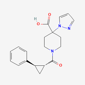 1-{[(1R*,2R*)-2-phenylcyclopropyl]carbonyl}-4-(1H-pyrazol-1-yl)piperidine-4-carboxylic acid