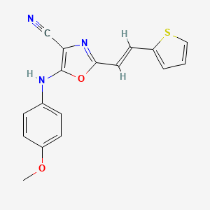 5-[(4-methoxyphenyl)amino]-2-[2-(2-thienyl)vinyl]-1,3-oxazole-4-carbonitrile