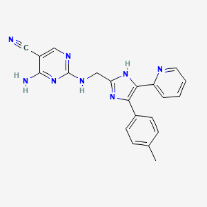 4-amino-2-({[4-(4-methylphenyl)-5-pyridin-2-yl-1H-imidazol-2-yl]methyl}amino)pyrimidine-5-carbonitrile