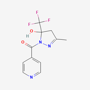 molecular formula C11H10F3N3O2 B5368249 [5-HYDROXY-3-METHYL-5-(TRIFLUOROMETHYL)-4,5-DIHYDRO-1H-PYRAZOL-1-YL](4-PYRIDYL)METHANONE 