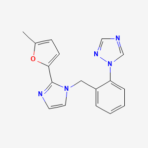 molecular formula C17H15N5O B5368259 1-(2-{[2-(5-methyl-2-furyl)-1H-imidazol-1-yl]methyl}phenyl)-1H-1,2,4-triazole 