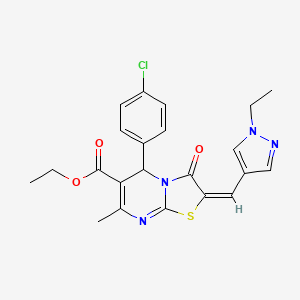 ethyl 5-(4-chlorophenyl)-2-[(1-ethyl-1H-pyrazol-4-yl)methylene]-7-methyl-3-oxo-2,3-dihydro-5H-[1,3]thiazolo[3,2-a]pyrimidine-6-carboxylate