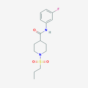 molecular formula C15H21FN2O3S B5368371 N-(3-fluorophenyl)-1-propylsulfonylpiperidine-4-carboxamide 