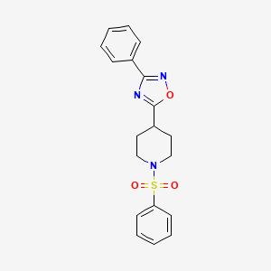 molecular formula C19H19N3O3S B5368383 1-(BENZENESULFONYL)-4-(3-PHENYL-1,2,4-OXADIAZOL-5-YL)PIPERIDINE 