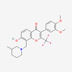 3-(3,4-dimethoxyphenyl)-7-hydroxy-8-[(3-methylpiperidin-1-yl)methyl]-2-(trifluoromethyl)-4H-chromen-4-one