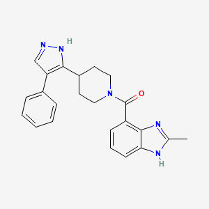 molecular formula C23H23N5O B5368476 (2-methyl-1H-benzimidazol-4-yl)-[4-(4-phenyl-1H-pyrazol-5-yl)piperidin-1-yl]methanone 