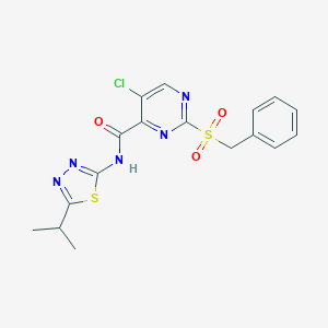 2-benzylsulfonyl-5-chloro-N-(5-isopropyl-1,3,4-thiadiazol-2-yl)pyrimidine-4-carboxamide