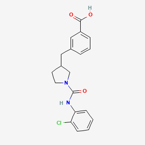 molecular formula C19H19ClN2O3 B5368615 3-[(1-{[(2-chlorophenyl)amino]carbonyl}pyrrolidin-3-yl)methyl]benzoic acid 