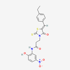 molecular formula C21H19N3O5S2 B5368648 3-[5-(4-ethylbenzylidene)-4-oxo-2-thioxo-1,3-thiazolidin-3-yl]-N-(2-hydroxy-5-nitrophenyl)propanamide 