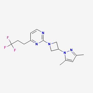 molecular formula C15H18F3N5 B5368678 2-[3-(3,5-dimethyl-1H-pyrazol-1-yl)azetidin-1-yl]-4-(3,3,3-trifluoropropyl)pyrimidine 