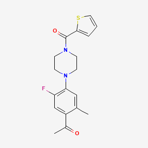 molecular formula C18H19FN2O2S B5368710 1-{5-fluoro-2-methyl-4-[4-(2-thienylcarbonyl)-1-piperazinyl]phenyl}ethanone CAS No. 6039-76-5