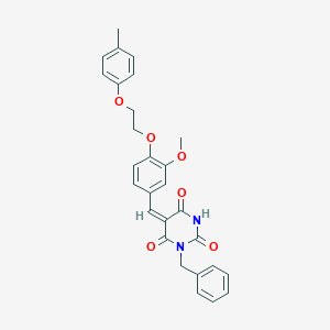 molecular formula C28H26N2O6 B5368742 1-benzyl-5-{3-methoxy-4-[2-(4-methylphenoxy)ethoxy]benzylidene}-2,4,6(1H,3H,5H)-pyrimidinetrione 