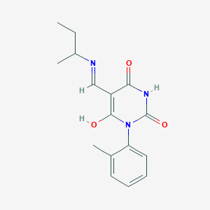 molecular formula C16H19N3O3 B5368773 (5E)-5-{[(BUTAN-2-YL)AMINO]METHYLIDENE}-1-(2-METHYLPHENYL)-1,3-DIAZINANE-2,4,6-TRIONE 