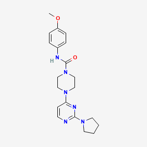 molecular formula C20H26N6O2 B5368787 N-(4-methoxyphenyl)-4-[2-(1-pyrrolidinyl)-4-pyrimidinyl]-1-piperazinecarboxamide 