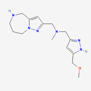 molecular formula C15H24N6O B5368802 1-[5-(methoxymethyl)-1H-pyrazol-3-yl]-N-methyl-N-(5,6,7,8-tetrahydro-4H-pyrazolo[1,5-a][1,4]diazepin-2-ylmethyl)methanamine 