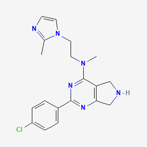 molecular formula C19H21ClN6 B5368818 2-(4-chlorophenyl)-N-methyl-N-[2-(2-methyl-1H-imidazol-1-yl)ethyl]-6,7-dihydro-5H-pyrrolo[3,4-d]pyrimidin-4-amine 