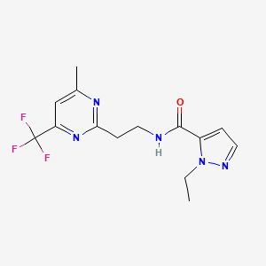 molecular formula C14H16F3N5O B5368888 1-ethyl-N-{2-[4-methyl-6-(trifluoromethyl)pyrimidin-2-yl]ethyl}-1H-pyrazole-5-carboxamide 