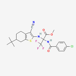 molecular formula C24H25ClF3N3O3S B5368988 METHYL 2-[(6-TERT-BUTYL-3-CYANO-4,5,6,7-TETRAHYDRO-1-BENZOTHIOPHEN-2-YL)AMINO]-2-[(4-CHLOROPHENYL)FORMAMIDO]-3,3,3-TRIFLUOROPROPANOATE 