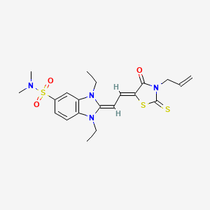 molecular formula C21H26N4O3S3 B5369004 2-[2-(3-allyl-4-oxo-2-thioxo-1,3-thiazolidin-5-ylidene)ethylidene]-1,3-diethyl-N,N-dimethyl-2,3-dihydro-1H-benzimidazole-5-sulfonamide 