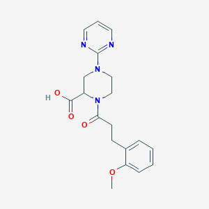 molecular formula C19H22N4O4 B5369021 1-[3-(2-methoxyphenyl)propanoyl]-4-pyrimidin-2-ylpiperazine-2-carboxylic acid 