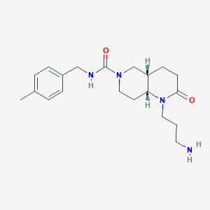 molecular formula C20H30N4O2 B5369043 rel-(4aS,8aR)-1-(3-aminopropyl)-N-(4-methylbenzyl)-2-oxooctahydro-1,6-naphthyridine-6(2H)-carboxamide hydrochloride 