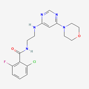 molecular formula C17H19ClFN5O2 B5369075 2-chloro-6-fluoro-N-(2-{[6-(4-morpholinyl)-4-pyrimidinyl]amino}ethyl)benzamide 