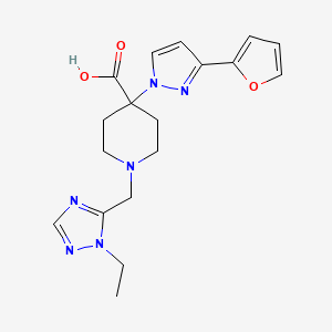 molecular formula C18H22N6O3 B5369105 1-[(1-ethyl-1H-1,2,4-triazol-5-yl)methyl]-4-[3-(2-furyl)-1H-pyrazol-1-yl]piperidine-4-carboxylic acid 