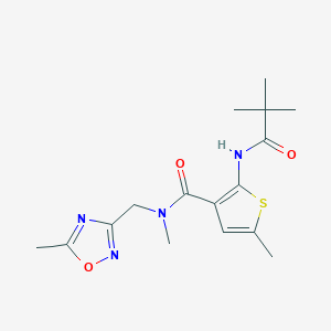 2-[(2,2-dimethylpropanoyl)amino]-N,5-dimethyl-N-[(5-methyl-1,2,4-oxadiazol-3-yl)methyl]thiophene-3-carboxamide