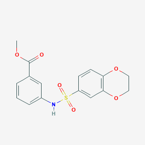 molecular formula C16H15NO6S B5369199 methyl 3-[(2,3-dihydro-1,4-benzodioxin-6-ylsulfonyl)amino]benzoate 