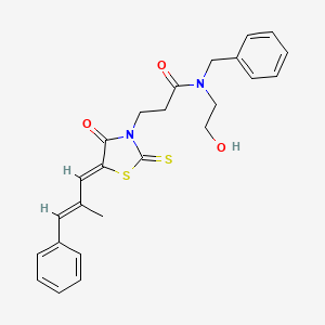 N-benzyl-N-(2-hydroxyethyl)-3-[5-(2-methyl-3-phenyl-2-propen-1-ylidene)-4-oxo-2-thioxo-1,3-thiazolidin-3-yl]propanamide