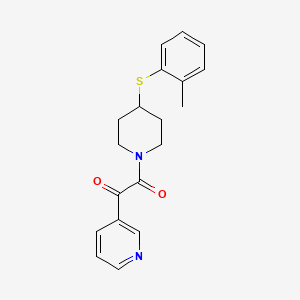 molecular formula C19H20N2O2S B5369385 2-{4-[(2-methylphenyl)thio]piperidin-1-yl}-2-oxo-1-pyridin-3-ylethanone 