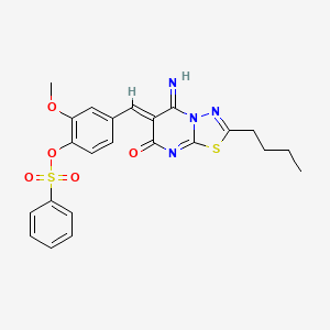 4-[(2-butyl-5-imino-7-oxo-5H-[1,3,4]thiadiazolo[3,2-a]pyrimidin-6(7H)-ylidene)methyl]-2-methoxyphenyl benzenesulfonate