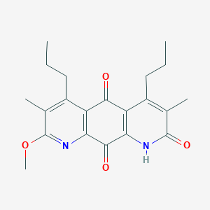 molecular formula C21H24N2O4 B053694 8-Methoxy-3,7-dimethyl-4,6-dipropylpyrido[3,2-g]quinoline-2,5,10(1H)-trione CAS No. 119623-72-2