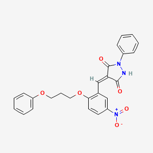 molecular formula C25H21N3O6 B5369462 4-[5-nitro-2-(3-phenoxypropoxy)benzylidene]-1-phenyl-3,5-pyrazolidinedione 