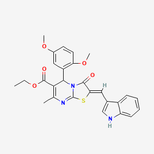 ethyl 5-(2,5-dimethoxyphenyl)-2-(1H-indol-3-ylmethylene)-7-methyl-3-oxo-2,3-dihydro-5H-[1,3]thiazolo[3,2-a]pyrimidine-6-carboxylate