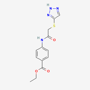 molecular formula C13H14N4O3S B5369484 ethyl 4-{[(1H-1,2,3-triazol-5-ylthio)acetyl]amino}benzoate 